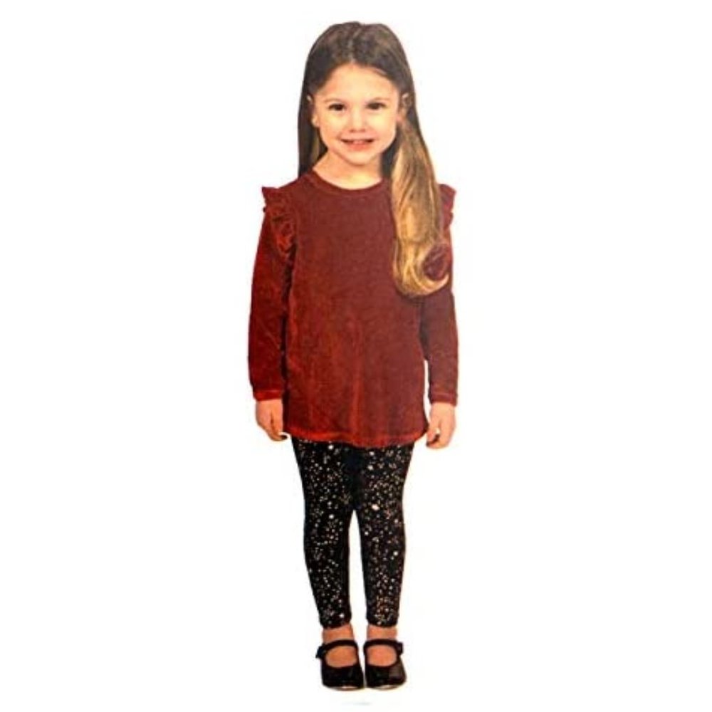2 Piece Leggings Set Outfit, Red Velvet